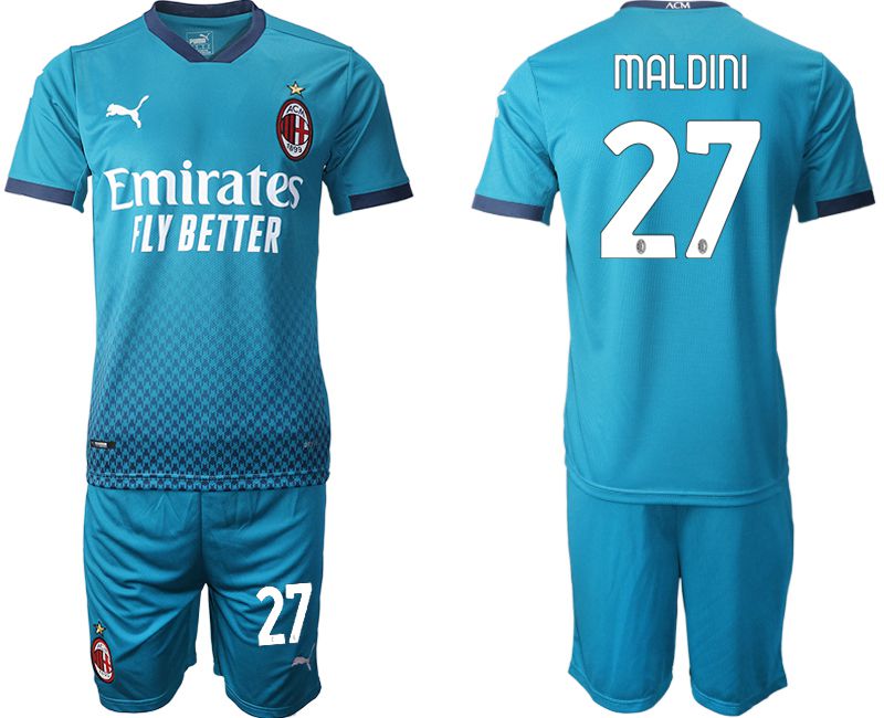 Men 2020-2021 club AC milan away #27 blue Soccer Jerseys